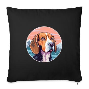 Beagle Dog Breed Cartoon Kawaii Watercolor - Sofa pillowcase 17,3'' x 17,3'' (45 x 45 cm) - black - Front