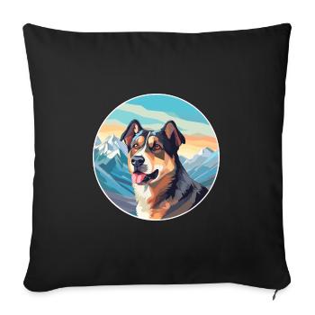 Molosse aryen chien race dessin animé Kawaii aquarelle - Housse de coussin décorative 45 x 45 cm - noir - Devant