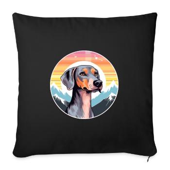 Azawakh chien race dessin animé Kawaii aquarelle - Housse de coussin décorative 45 x 45 cm - noir - Devant
