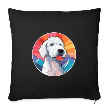 Bedlington Terrier chien race dessin animé Kawaii Waterc - Housse de coussin décorative 45 x 45 cm - noir - Devant