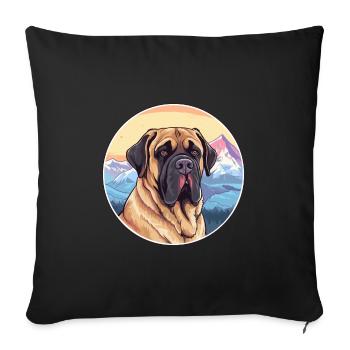 Alpine Mastiff Dog Breed Cartoon Kawaii Watercolor - Sofa pillowcase 17,3'' x 17,3'' (45 x 45 cm) - black - Front