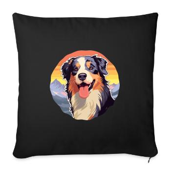 Australian Shepherd Dog Breed Cartoon Kawaii Water - Sofa pillowcase 17,3'' x 17,3'' (45 x 45 cm) - black - Front