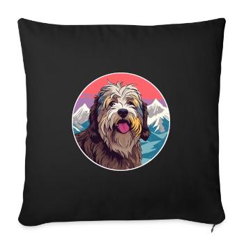 Bergamasco Chien de berger chien race dessin animé Kawaii eau - Housse de coussin décorative 45 x 45 cm - noir - Devant