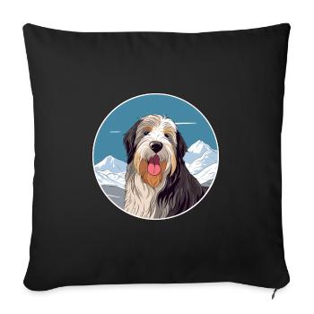 Barbu Collie chien race dessin animé Kawaii aquarelle - Housse de coussin décorative 45 x 45 cm - noir - Devant