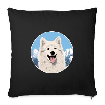 Berger Blanc Suisse Race De Chien Cartoon Kawaii Eau - Housse de coussin décorative 45 x 45 cm - noir - Devant