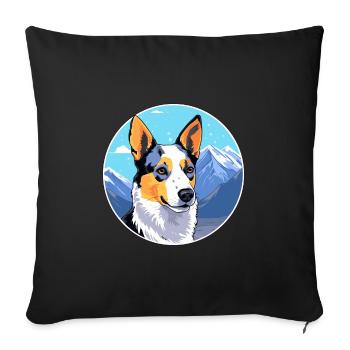 Blue Heeler Dog Breed Cartoon Kawaii Watercolor - Sofa pillowcase 17,3'' x 17,3'' (45 x 45 cm) - black - Front