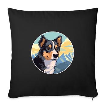 Black Tan chien race Cartoon Kawaii aquarelle - Housse de coussin décorative 45 x 45 cm - noir - Devant