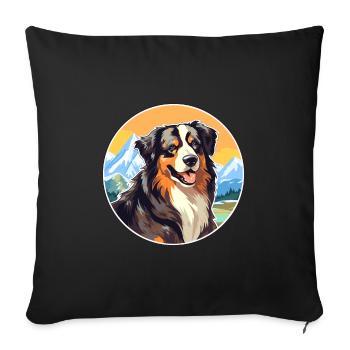 Bohemian Shepherd Dog Breed Cartoon Kawaii Waterco - Sofa pillowcase 17,3'' x 17,3'' (45 x 45 cm) - black - Front