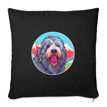 Bergamasco Berger Chien Race Cartoon Kawaii Eau - Housse de coussin décorative 45 x 45 cm - noir - Devant