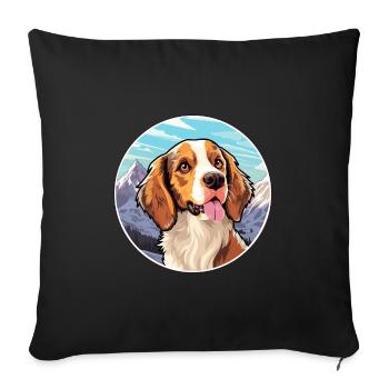 Bretagne chien race dessin animé Kawaii aquarelle - Housse de coussin décorative 45 x 45 cm - noir - Devant