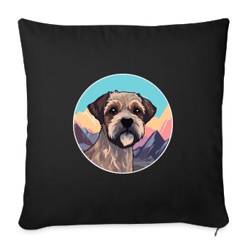 Border Terrier Dog Breed Cartoon Kawaii Watercolor - Sofa pillowcase 17,3'' x 17,3'' (45 x 45 cm) - black - Front
