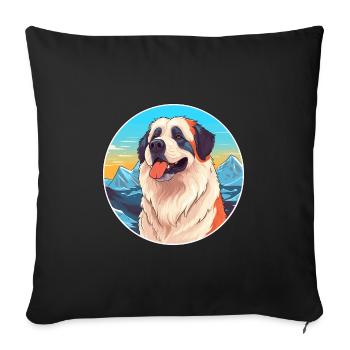 Caucasian Ovcharka Dog Breed Cartoon Kawaii Waterc - Sofa pillowcase 17,3'' x 17,3'' (45 x 45 cm) - black - Front