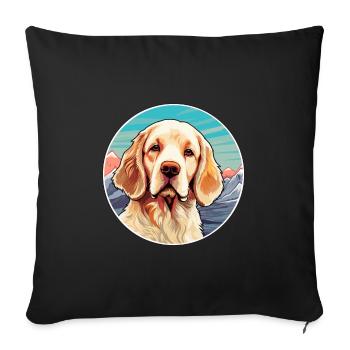Clumber Spaniel Dog Breed Cartoon Kawaii Watercolo - Sofa pillowcase 17,3'' x 17,3'' (45 x 45 cm) - black - Front