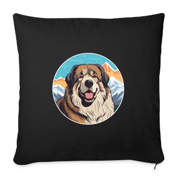Caucasian Shepherd Dog Breed Cartoon Kawaii Waterc - Sofa pillowcase 17,3'' x 17,3'' (45 x 45 cm) - black - Front