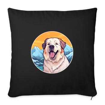 Chien de berger d’Asie centrale race Cartoon Kawaii Wa - Housse de coussin décorative 45 x 45 cm - noir - Devant