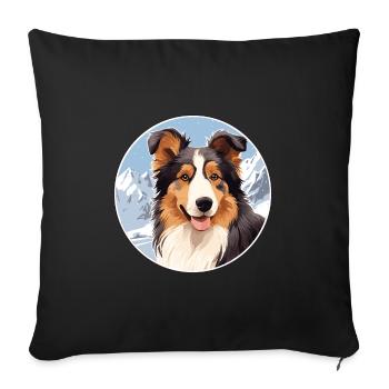 Collie Dog Breed Cartoon Kawaii Watercolor - Sofa pillowcase 17,3'' x 17,3'' (45 x 45 cm) - black - Front