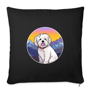 Coton De Tuléar Race De Chien Cartoon Kawaii Watercolo - Housse de coussin décorative 45 x 45 cm - noir - Devant