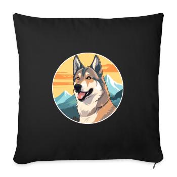 Tschechoslowakischer Wolfshund Hunderasse Karikatur Kawaii W - Sofakissenbezug 45 x 45 cm - Schwarz - Vorne