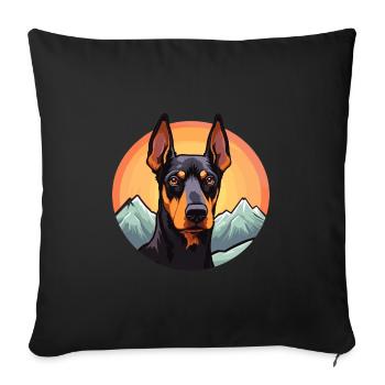 Doberman Pinscher Dog Breed Cartoon Kawaii Waterco - Sofa pillowcase 17,3'' x 17,3'' (45 x 45 cm) - black - Front