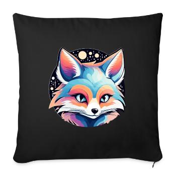 Dessin de renard - Housse de coussin décorative 45 x 45 cm - noir - Devant