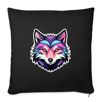 Dessin de loup - Housse de coussin décorative 45 x 45 cm - noir - Devant