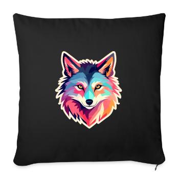 Dessin de loup - Housse de coussin décorative 45 x 45 cm - noir - Devant