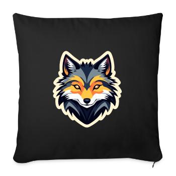 Dessin de loup - Housse de coussin décorative 45 x 45 cm - noir - Devant