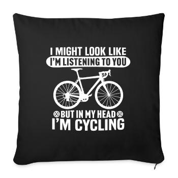 in my head i'm cycling - Sofa pillowcase 17,3'' x 17,3'' (45 x 45 cm) - black - Front