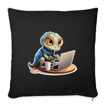 Cute Gecko Internet Coffee Nerd Funny Shirt - Sofa pillowcase 17,3'' x 17,3'' (45 x 45 cm) - black - Front