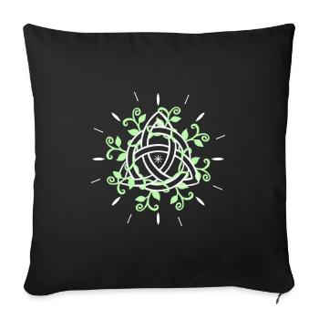 Noeud celtique / Triquetra avec des plantes - Housse de coussin décorative 45 x 45 cm - noir - Devant