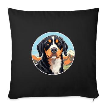 Entlebucher Mountain Dog Breed Cartoon Kawaii Wate - Housse de coussin décorative 45 x 45 cm - noir - Devant