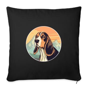 Estonian Hound Dog Breed Cartoon Kawaii Watercolor - Sofa pillowcase 17,3'' x 17,3'' (45 x 45 cm) - black - Front