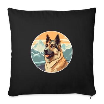 Race de chien de berger d’Europe de l’Est Cartoon Kawaii Wa - Housse de coussin décorative 45 x 45 cm - noir - Devant