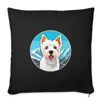 Anglais Terrier Blanc Chien Race Cartoon Kawaii Wat - Housse de coussin décorative 45 x 45 cm - noir - Devant
