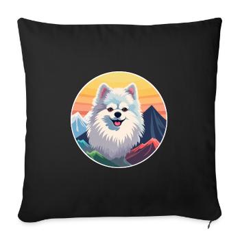 German Spitz Dog Breed Cartoon Kawaii Watercolor - Sofa pillowcase 17,3'' x 17,3'' (45 x 45 cm) - black - Front