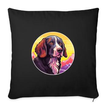 Frison chien d’arrêt race Cartoon Kawaii Watercol - Housse de coussin décorative 45 x 45 cm - noir - Devant