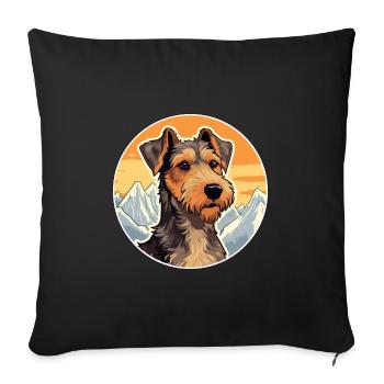 Chien de chasse allemand Terrier race Cartoon Kawaii Wa - Housse de coussin décorative 45 x 45 cm - noir - Devant