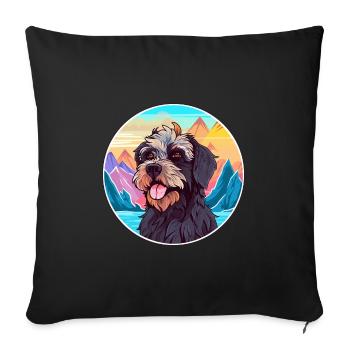 Griffon Nivernais race de chien dessin animé kawaii Waterco - Housse de coussin décorative 45 x 45 cm - noir - Devant
