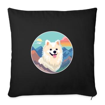 Spitz indien chien race Cartoon Kawaii aquarelle - Housse de coussin décorative 45 x 45 cm - noir - Devant