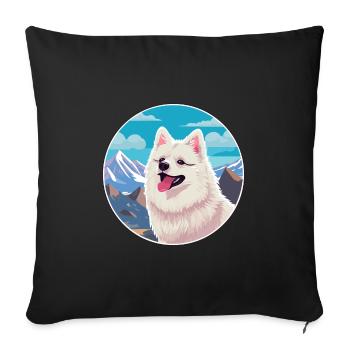 Spitz japonais chien race dessin animé Kawaii aquarelle - Housse de coussin décorative 45 x 45 cm - noir - Devant