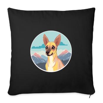 Kangaroo Dog Breed Cartoon Kawaii Watercolor - Sofa pillowcase 17,3'' x 17,3'' (45 x 45 cm) - black - Front