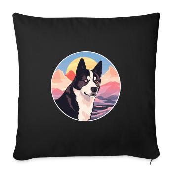 Karelian Bear Dog Breed Cartoon Kawaii Watercolor - Sofa pillowcase 17,3'' x 17,3'' (45 x 45 cm) - black - Front