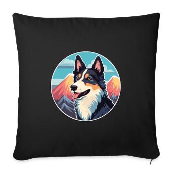 Karelo Finnish Laika Dog Breed Cartoon Kawaii Wate - Sofa pillowcase 17,3'' x 17,3'' (45 x 45 cm) - black - Front