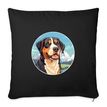 Greater Swiss Mountain Dog Breed Cartoon Kawaii Wa - Sofa pillowcase 17,3'' x 17,3'' (45 x 45 cm) - black - Front