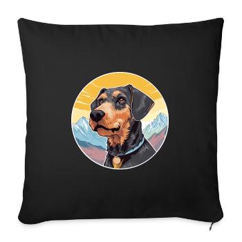 Jagdterrier Dog Breed Cartoon Kawaii Watercolor - Sofa pillowcase 17,3'' x 17,3'' (45 x 45 cm) - black - Front