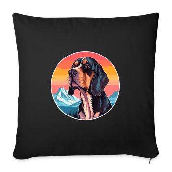 Hanover Hound Dog Breed Cartoon Kawaii Watercolor - Sofa pillowcase 17,3'' x 17,3'' (45 x 45 cm) - black - Front