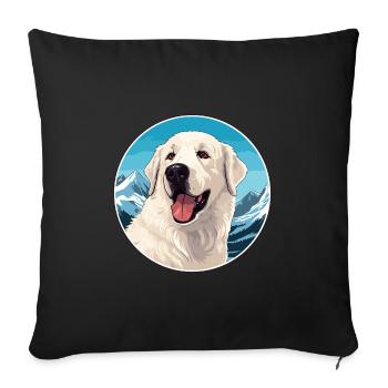 Hungarian Kuvasz Dog Breed Cartoon Kawaii Watercol - Sofa pillowcase 17,3'' x 17,3'' (45 x 45 cm) - black - Front