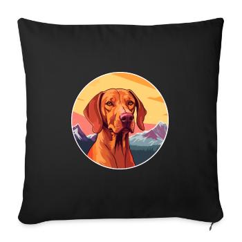 Hungarian Vizsla Dog Breed Cartoon Kawaii Watercol - Sofa pillowcase 17,3'' x 17,3'' (45 x 45 cm) - black - Front