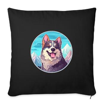 Koolie chien race dessin animé Kawaii aquarelle - Housse de coussin décorative 45 x 45 cm - noir - Devant
