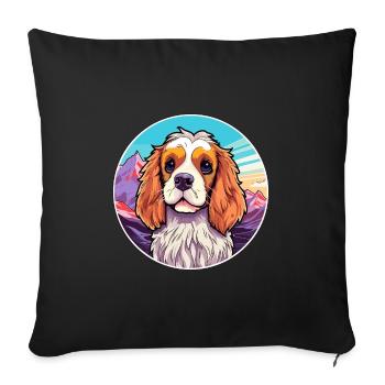 King Charles Dog Breed Cartoon Kawaii Watercolor - Sofa pillowcase 17,3'' x 17,3'' (45 x 45 cm) - black - Front